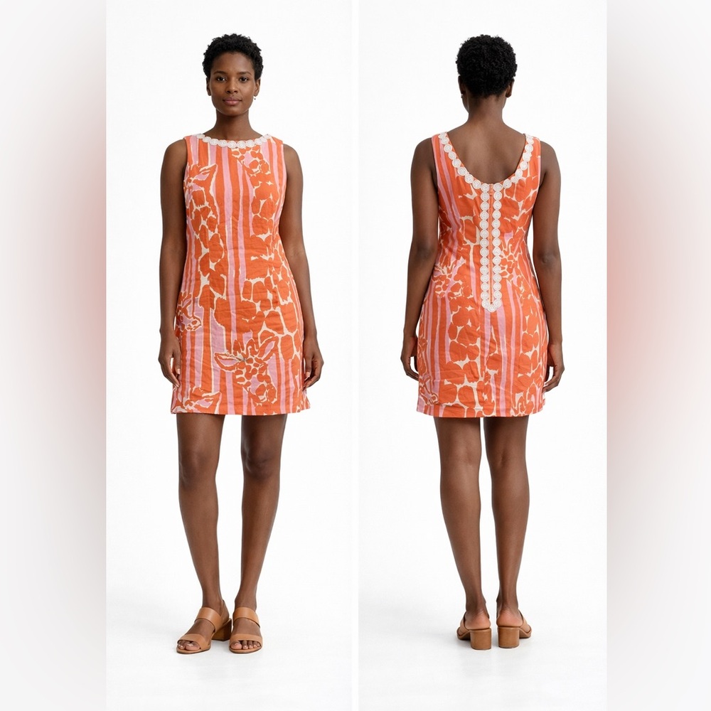 Lilly Pulitzer Size 4 Dress Summer Orange Pink Chic Coastal Resort Beach Pool - Picture 2 of 16